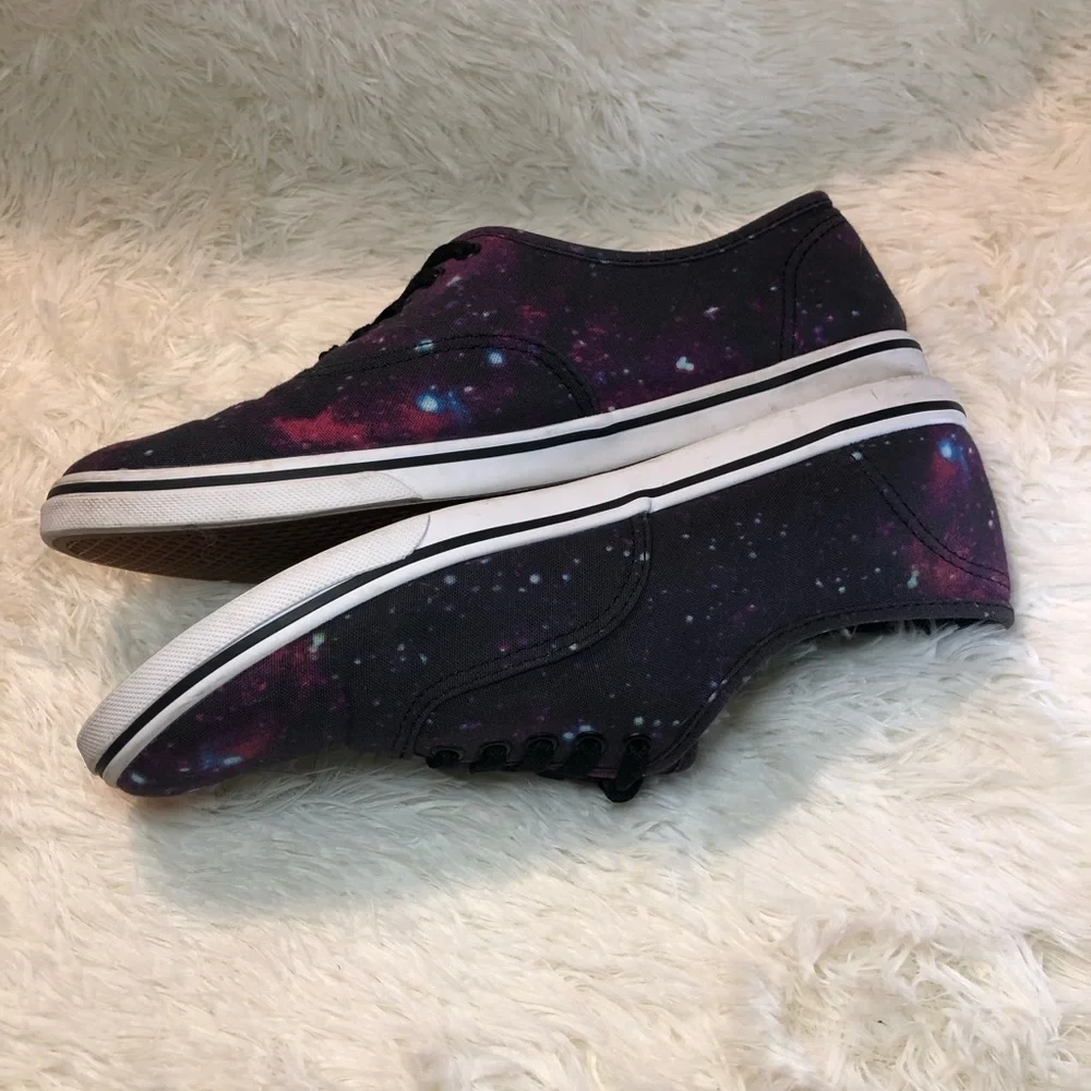 Vans Men's/ Women’s Cosmic Black and Purple Sneakers size 8.5 M and 10 W.